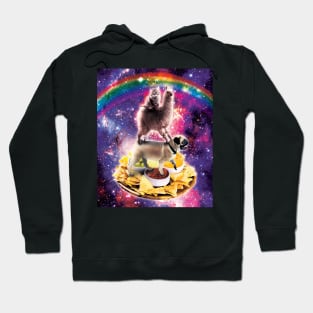 Space Cat Llama Pug Riding Nachos Hoodie